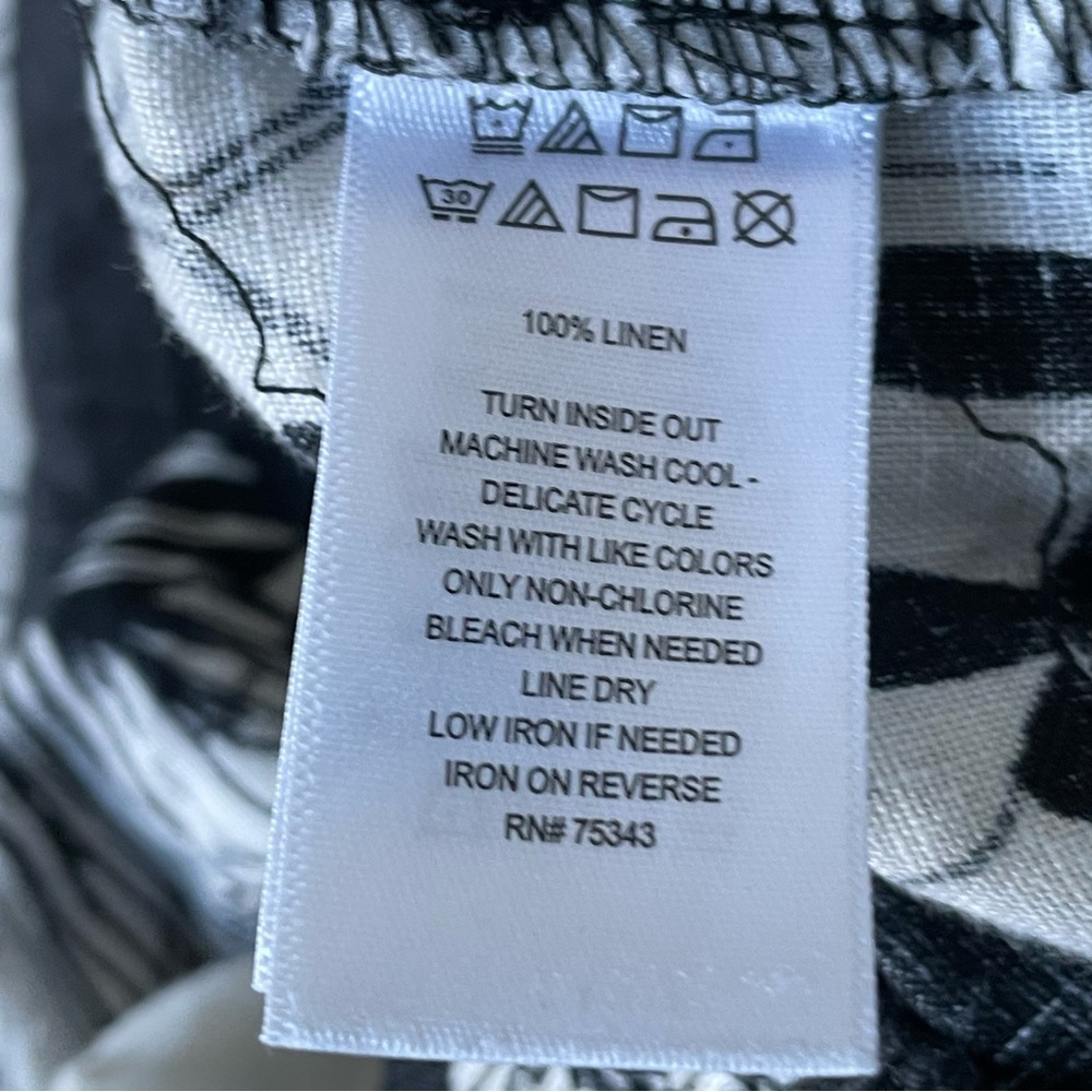 Christian Siriano Linen Tropical Wide Leg Pants black white floral 54287 - Picture 10 of 11